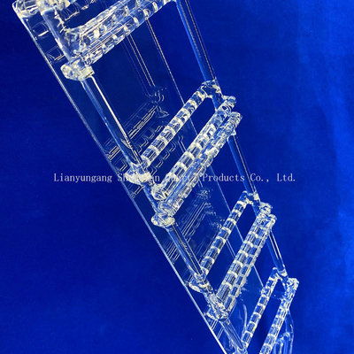Chống nhiệt độ cao Quartz rõ ràng thuyền tùy chỉnh Quartz trong suốt Wafer Carrier với khe cắm