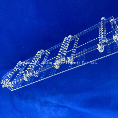 Chống nhiệt độ cao Quartz rõ ràng thuyền tùy chỉnh Quartz trong suốt Wafer Carrier với khe cắm