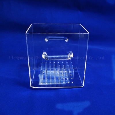 Nhà máy tùy chỉnh Khối chứa thạch anh chống ăn mòn nhiệt độ cao Thạch anh bình vuông với lõi cát thạch anh cho phòng thí nghiệm