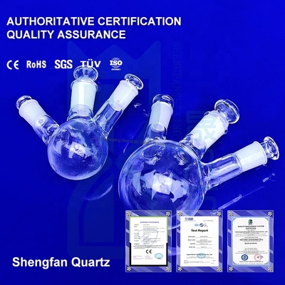 Ống thạch anh phòng thí nghiệm chịu ăn mòn nhiệt độ cao tùy chỉnh Bình cầu ba cổ với khớp nối mài