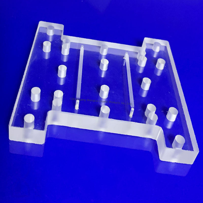 Sản xuất CNC Độ chính xác cao Độ tinh khiết cao 99.99% Tấm thạch anh khoan Lỗ Tấm thạch anh có rãnh và Tấm kính thạch anh