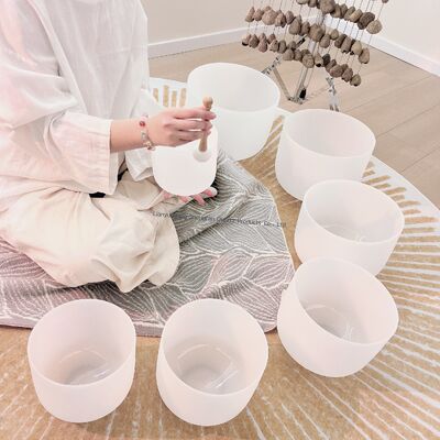 6-12 inch Crystal Singing Bowl được tùy biến với các cây đũa và vòng O miễn phí để chữa lành Chakra