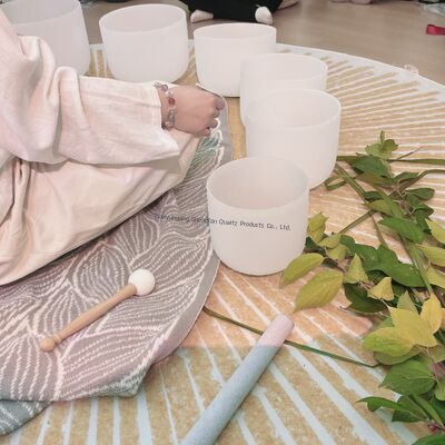 6-12 inch Crystal Singing Bowl được tùy biến với các cây đũa và vòng O miễn phí để chữa lành Chakra