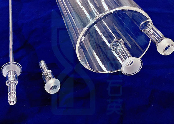 Ống thạch anh trong lò với mặt bích thạch anh lớn và khớp nối bằng thạch anh